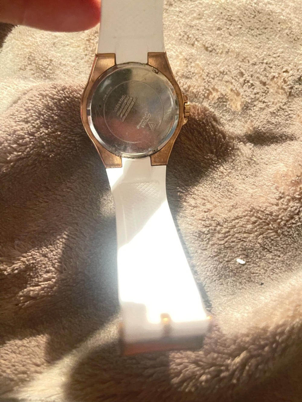 White Silicone Strap Watch with Rose Gold Case